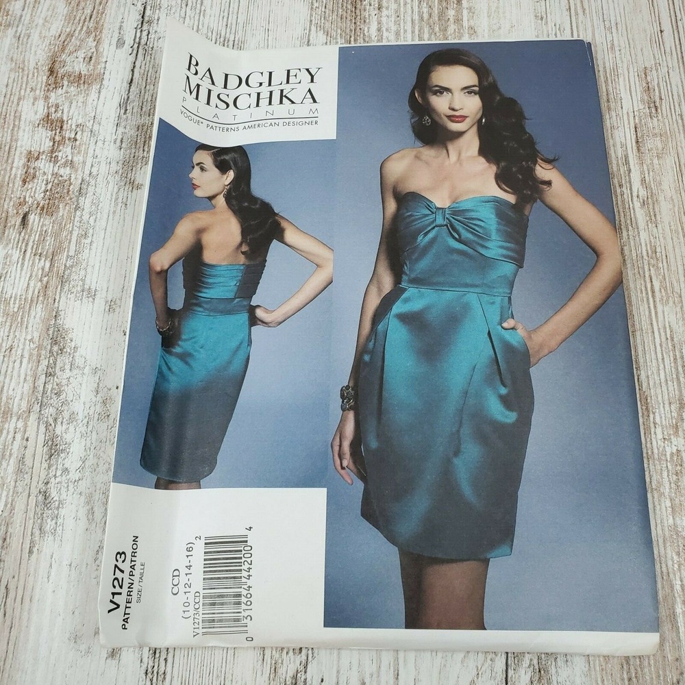 Vogue Sewing Pattern V1273 Badgley Mischka Platinum Misses Dress Uncut CCD 10-16